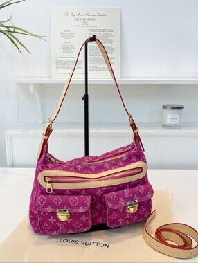Pink Monogram Shoulder Bag with Dual Front Pockets